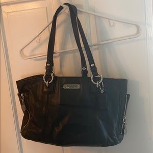 Black leather coach purse